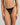 Model wears Lace Impact Thong in BLACK. On body front view