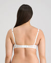 Model wears Sofia Underwire Bra in BRIGHT WHITE. On body back view