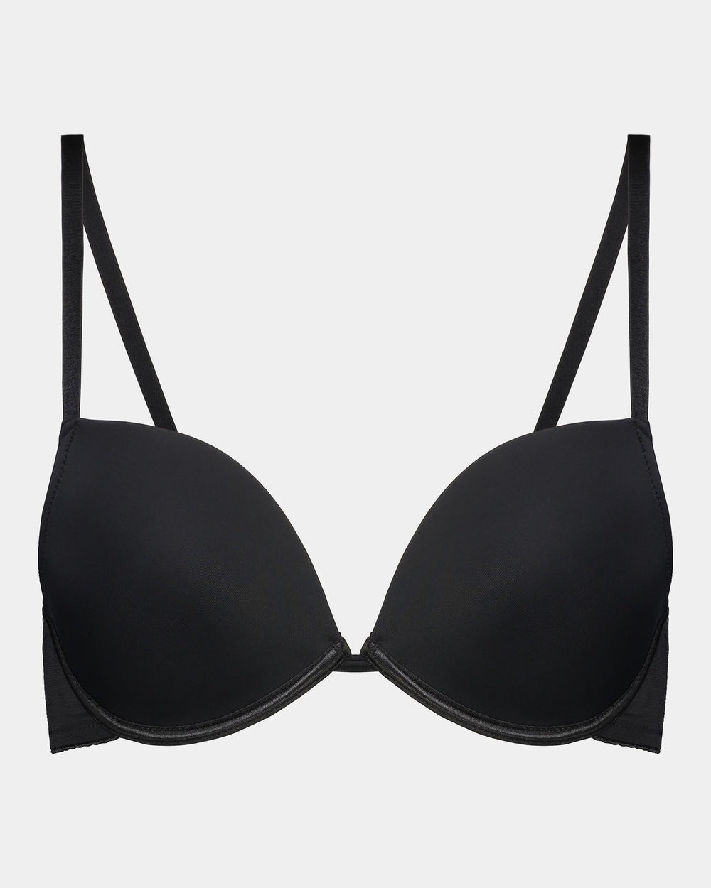 Body Basics Push Up Bra in BLACK. Flat lay front view