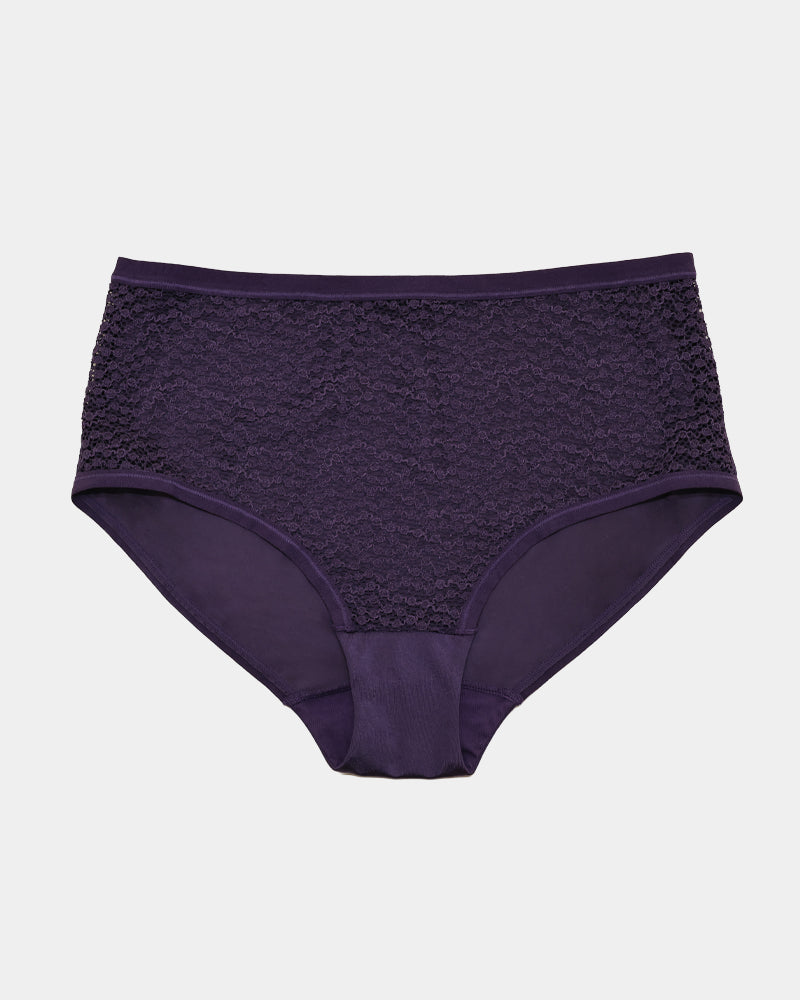 Harbour Full Brief in PURPLE VELVET. Flat lay front view