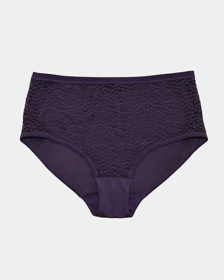 Harbour Full Brief in PURPLE VELVET. Flat lay front view