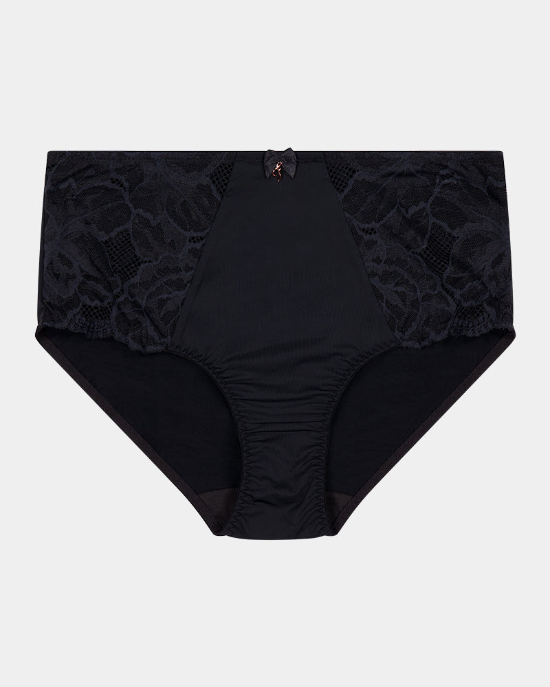 Twilight Express Full Brief in BLACK. Flat lay front view