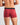 Model wears Everyday Essential Mens Trunk in TIBETAN RED. On body back view