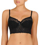 Model wears Night Sky Contour Long Line Bra in BLACK. On body front view