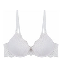 My Fit Lace Push Up Bra in WHITE. Flat lay front view