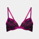Sensuale Push Up Bra in RASPBERRY RADIANCE/BLACK. Flat lay front view