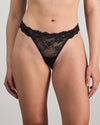 My Fit Lace Thong in BLACK. Flat lay back view
