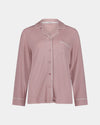 Bamboo Bliss Long Sleeve PJ Top in PALE MAUVE. Flat lay front view
