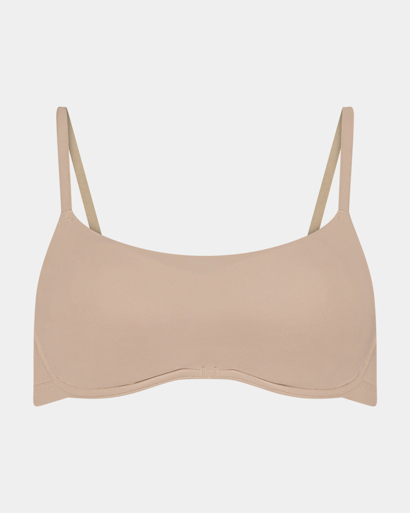 Extra-Ordinary Contour Bra in LATTE. Flat lay front view