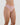 Model wears All Lacey Thong in SILVER PINK. On body side view