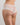 Model wears My Fit Lace Brazilian in WHITE. On body front view