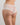 Model wears My Fit Lace Brazilian in WHITE. On body front view