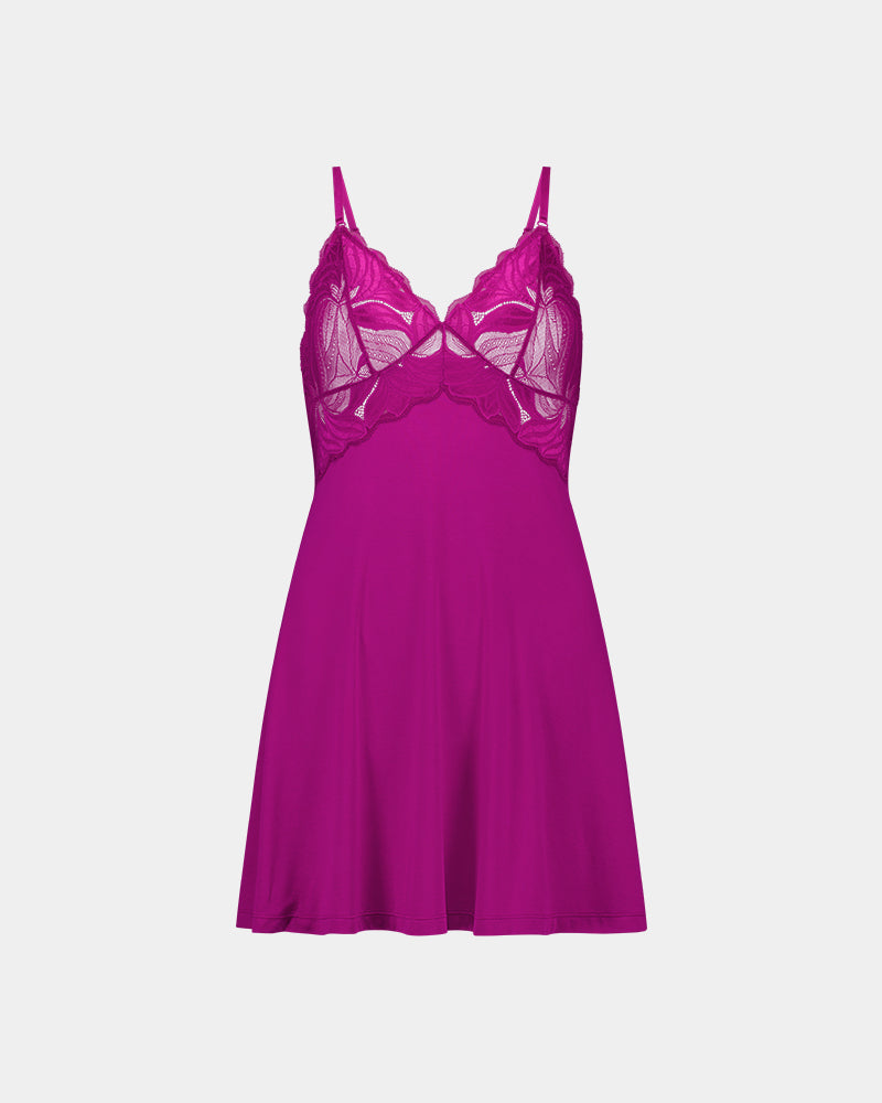 Siesta Chemise in FANTASY FUCHSIA. Flat lay front view