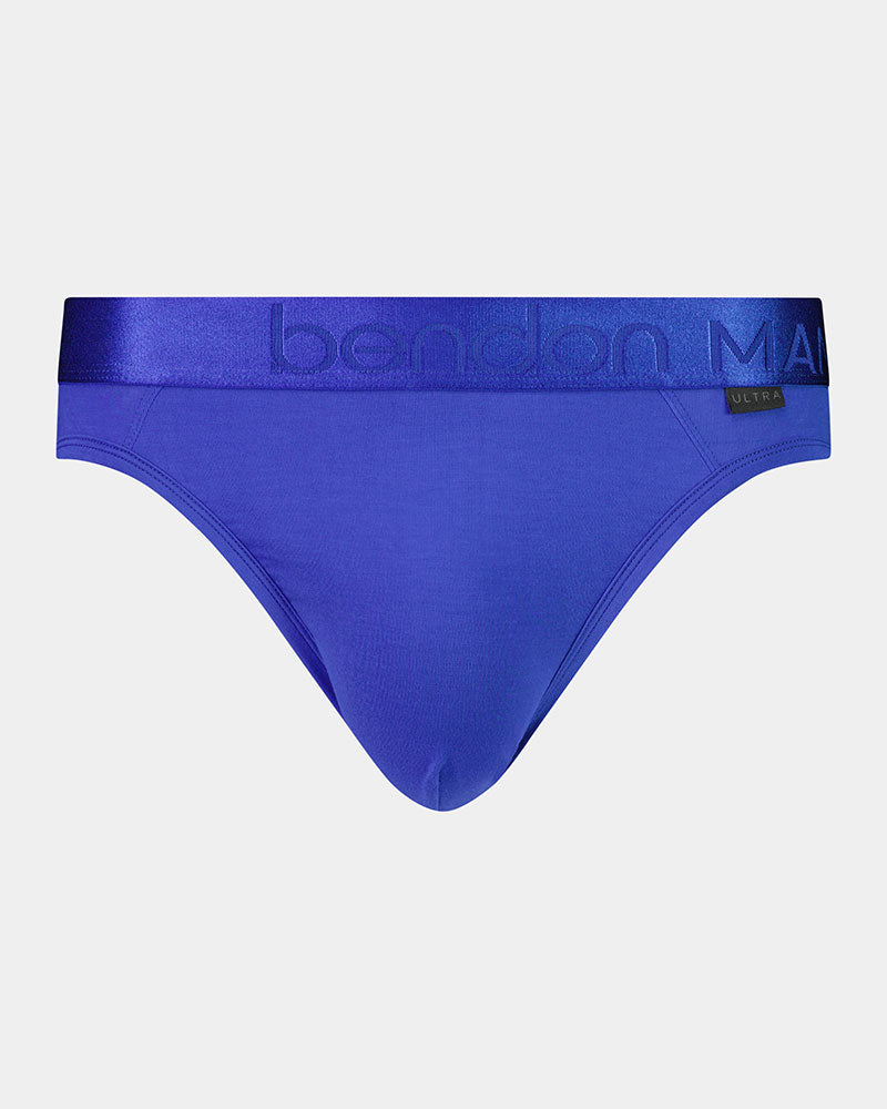 Bamboo Mens Brief in Surf The Web. Flat lay front view