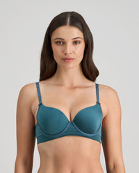 Model wears Bendon Body Contour Bra in MEDITERRANEA. On body front view