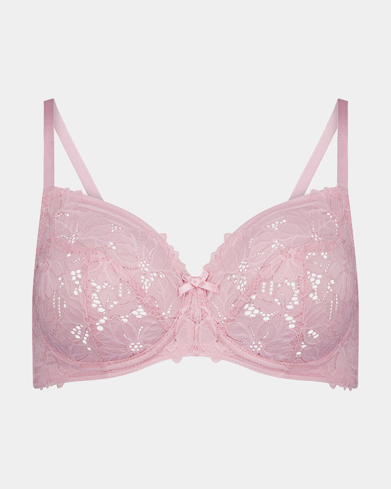 Alison Underwire Bra in ICY PINK. Flat lay front view