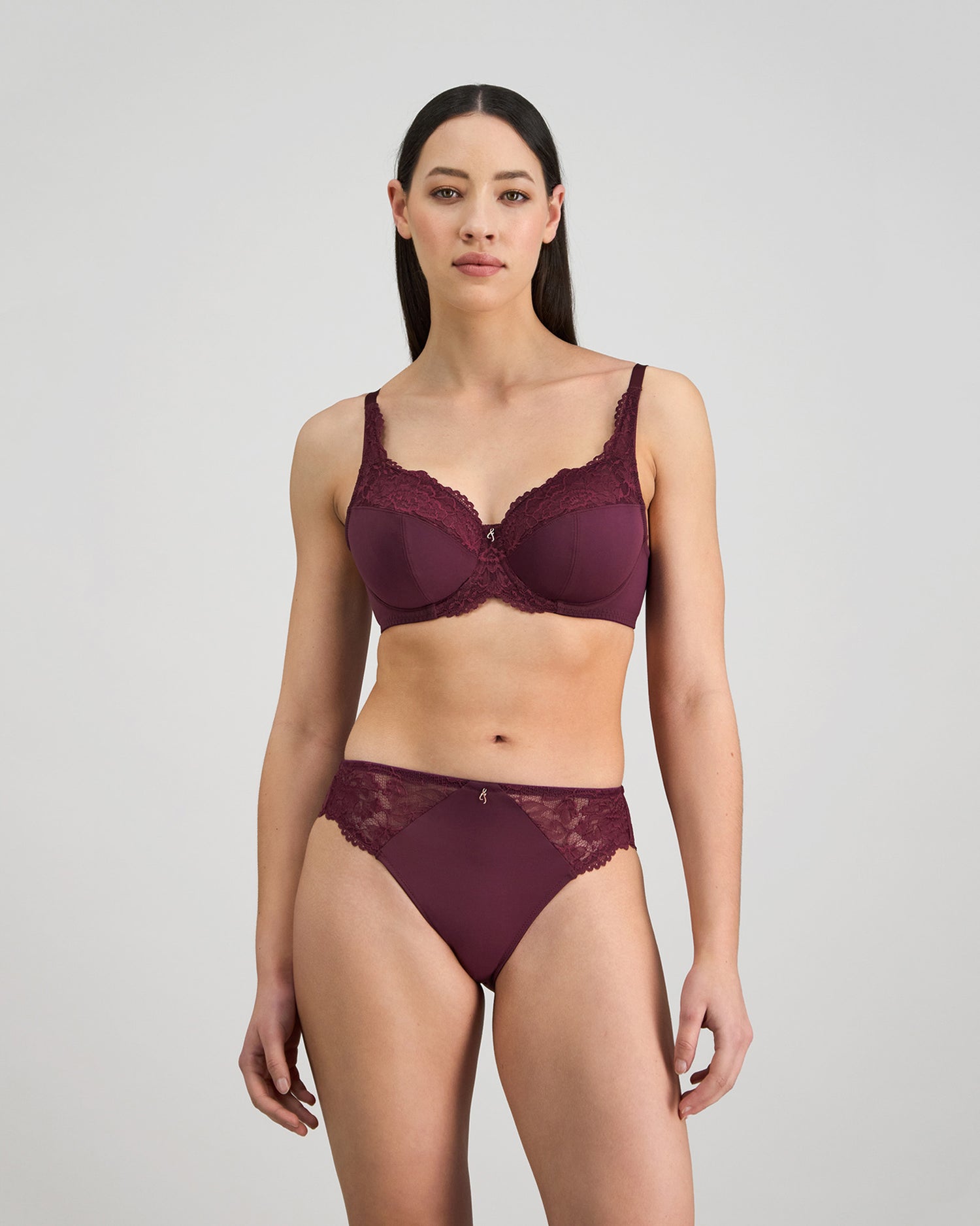 Laurel High Cut Brief in FIG. Flat lay back view