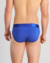 Model wears Bamboo Mens Brief in Surf The Web. On body back view