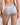 Model wears Amplify High Cut Brief in SKYWAY. On body back view
