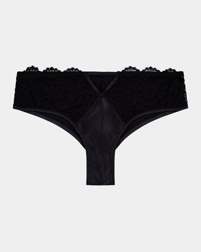 Amara Brazilian Brief in BLACK. Flat lay front view