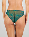 Model wears Lucille Bikini in RAIN FOREST. On body back view