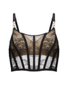 Scarlet Lover Corset in BLACK. Flat lay front view