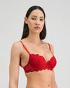Model wears Lorna Contour Bra in SALSA. On body side view
