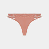 Devoted Thong in ASH ROSE. Flat lay front view