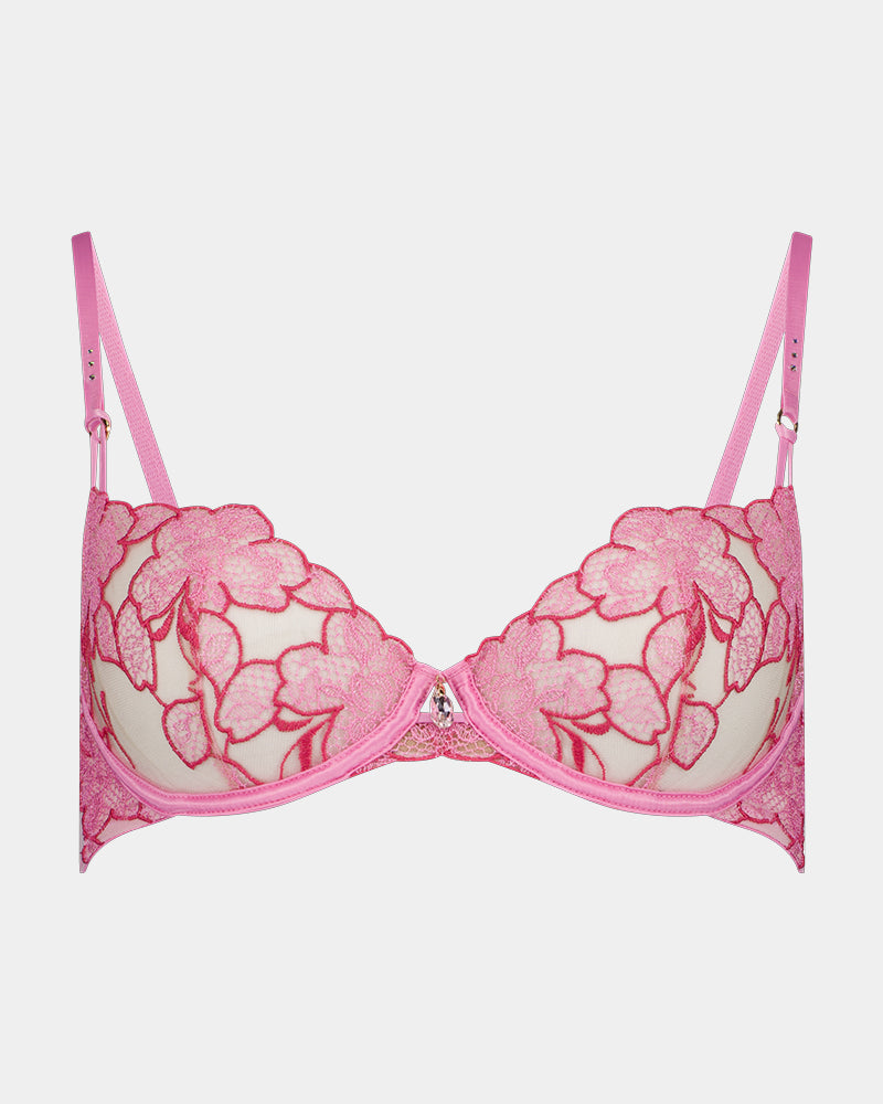 Josephine Underwire Bra in SACHET PINK. Flat lay front view