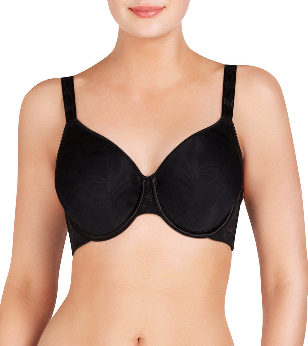 Model wears Profile Perfect Contour Bra in BLACK. On body front view