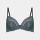 Yvette Lace Underwire Bra in DARK SLATE. Flat lay front view