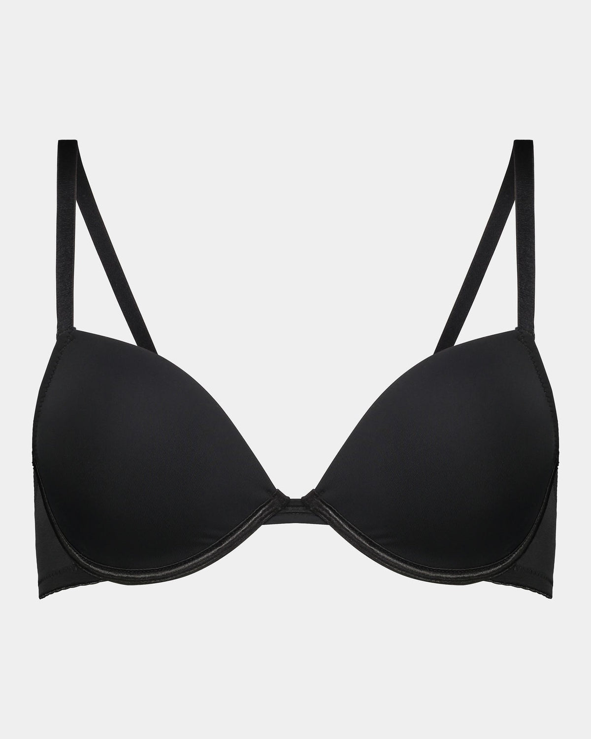 Model wears Body Basics Contour Bra in BLACK. On body front view