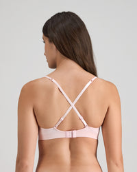 Simply Seamless Wire Free Bra in ICY PINK/WHITE STRIPE. Flat lay back view