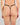 Model wears Scarlet Lover Thong in BLACK. On body back view