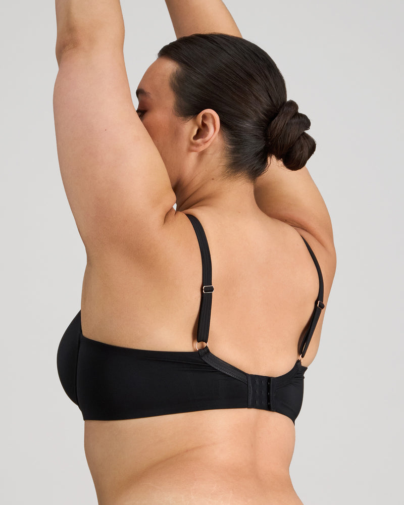 Sculpt Contour Bra in BLACK. Flat lay back view