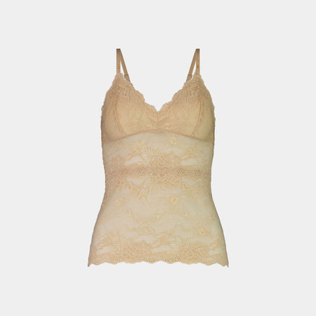 My Fit Lace Camisole in FRAPPE. Flat lay front view