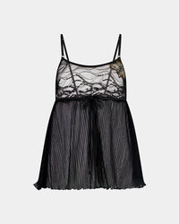 Oasis Glow Babydoll in BLACK. Flat lay front view