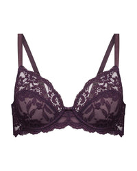 Baroque Underwire Bra in PLUM PERFECT. Flat lay front view