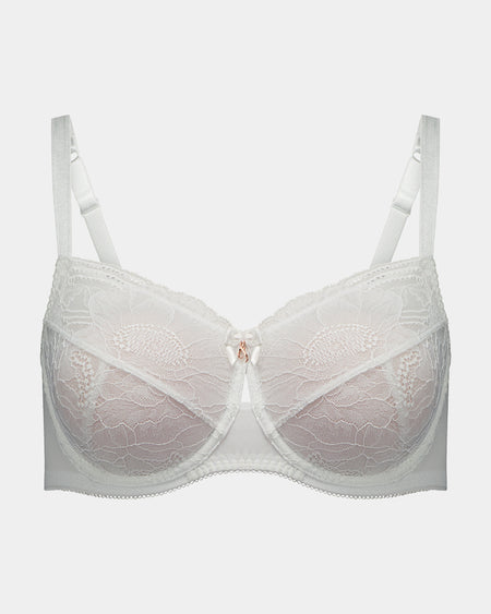 Muse Underwire Bra in WHITE. Flat lay front view
