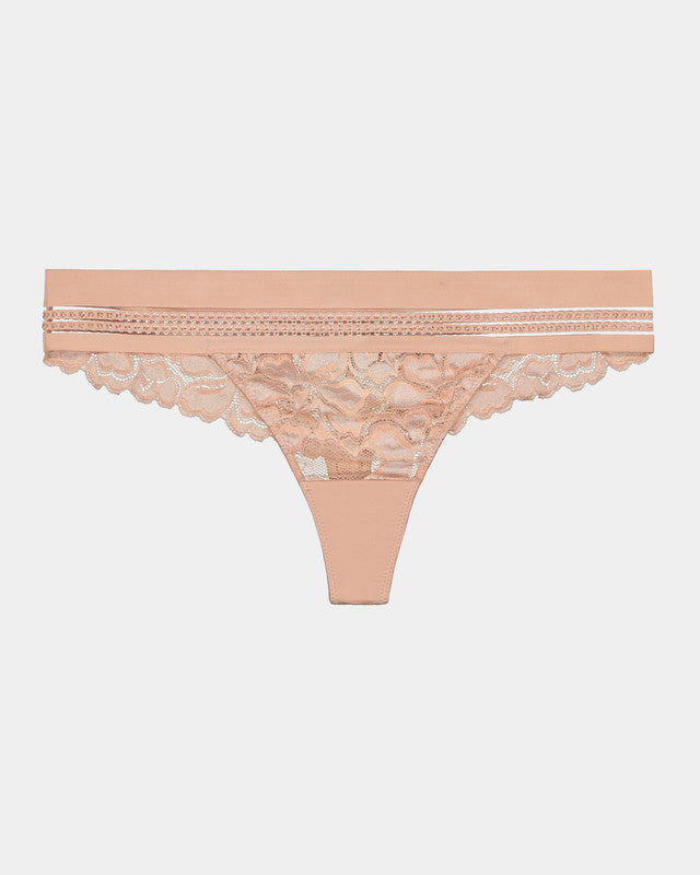Captivate Me Thong in NUDE INTIME. Flat lay front view