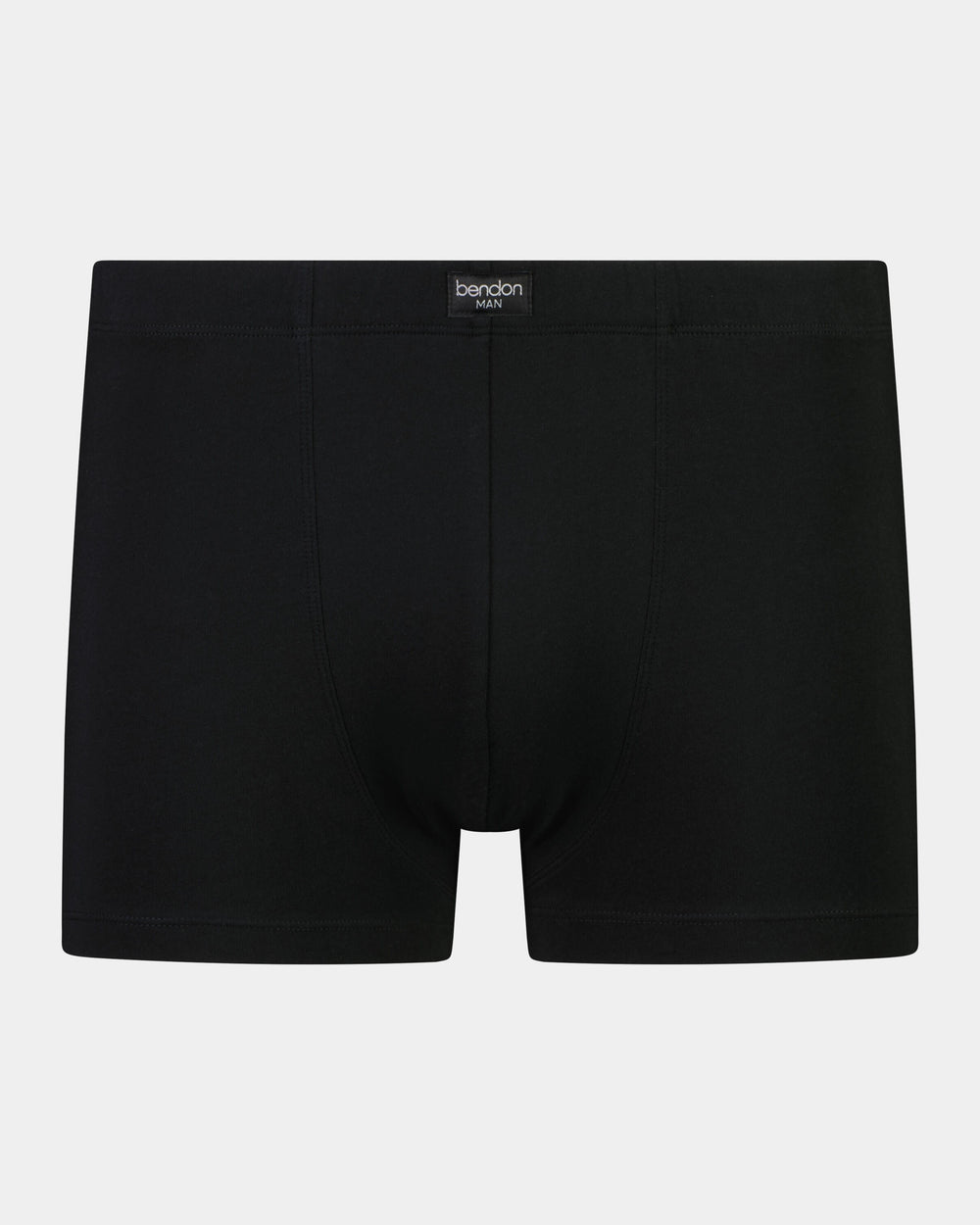 Cotton Stretch Mens Trunk in BLACK. Flat lay front view