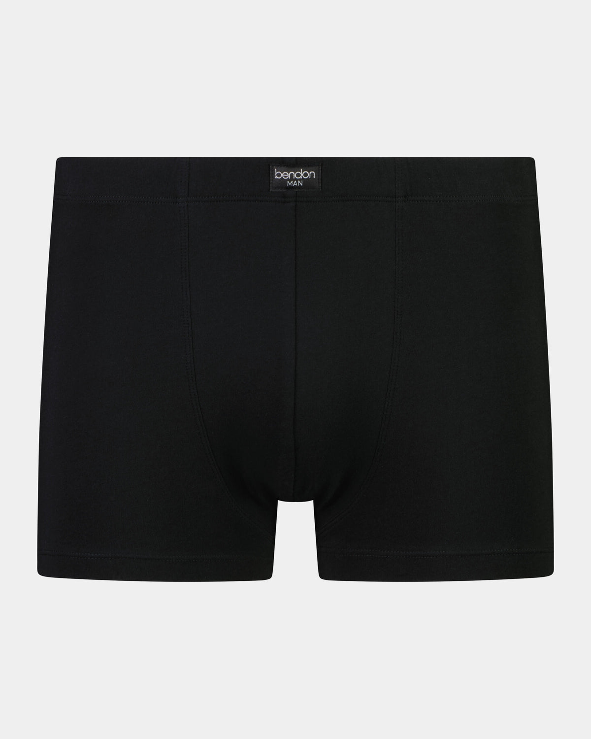 Cotton Stretch Mens Trunk in BLACK. Flat lay front view