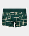 Retros Print Mens Trunk in RAIN FOREST GRID PRINT. Flat lay front view