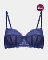 Sofia Underwire Bra in Medieval Blue. Flat lay front view