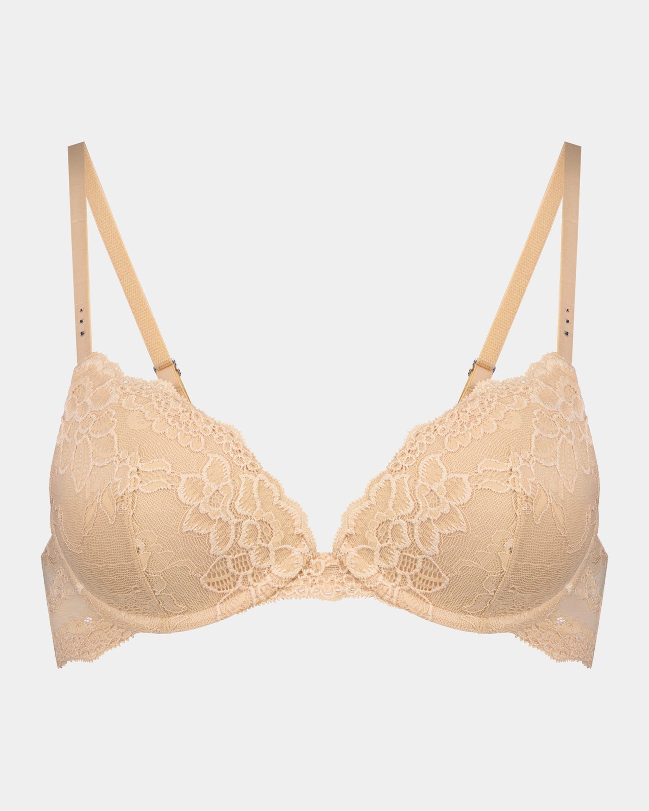 My Fit Lace Push Up Bra in FRAPPE. Flat lay front view