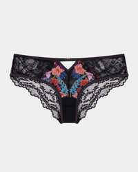 Adaline Brazilian in BLACK FLORAL PRINT. Flat lay front view