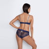 Model wears Zoe Midi in ECLIPSE BLUE/COPEN BLUE. On body back view