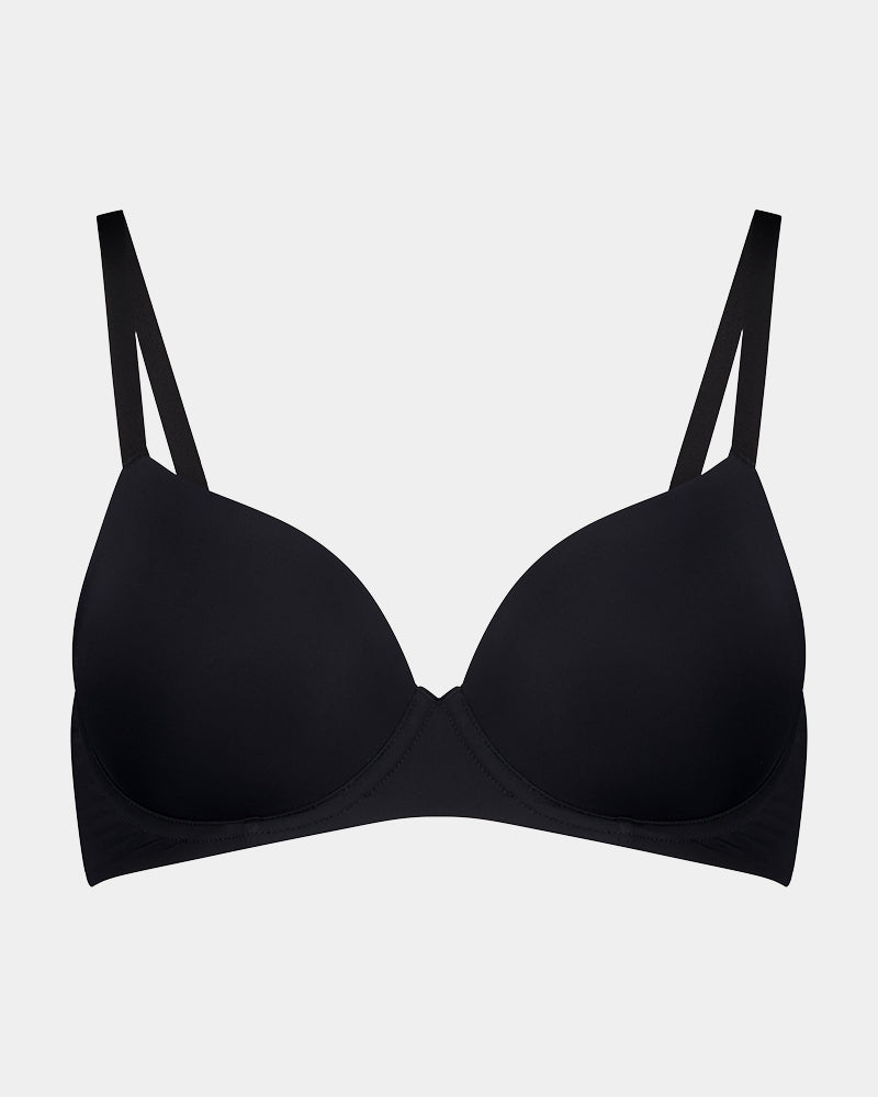 Bendon Essentials Contour Bra in BLACK. Flat lay front view