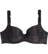 Damask Contour Bra in BLACK. Flat lay front view