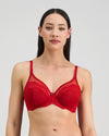 Model wears Lumiere Underwire Bra in SALSA. On body front view